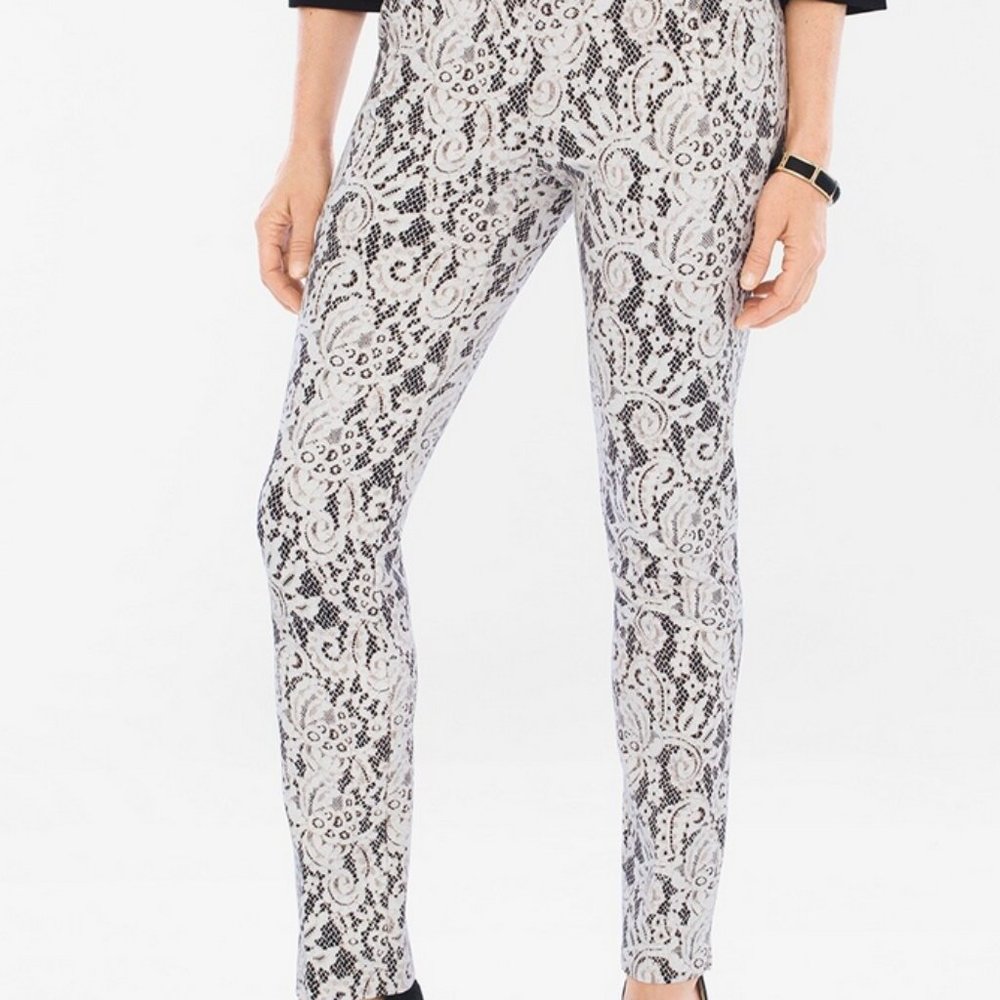 Chicos juliet lace shadow ponte knit pants size 2 petite